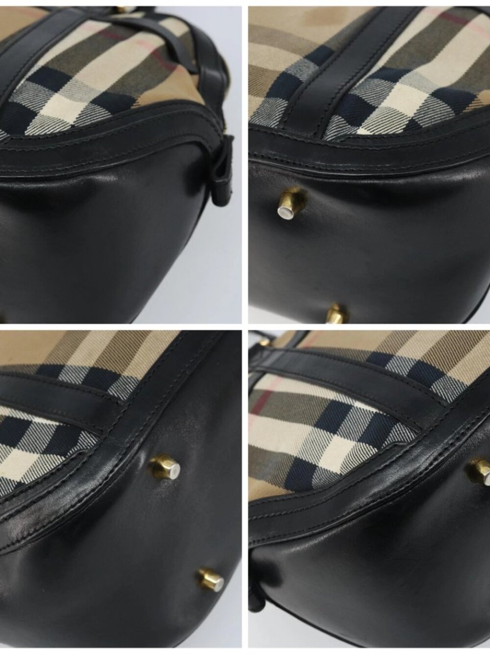 BURBERRY Nova Check Hand Bag Canvas Beige Gold Auth 172387 - Picture 14 of 16